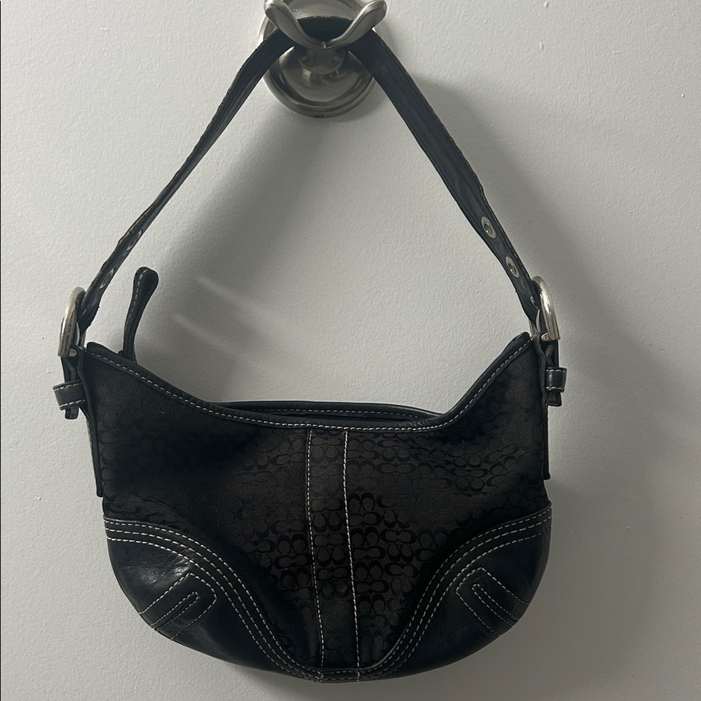 Coach Dark Brown and Black jacquard Shoulder Bag